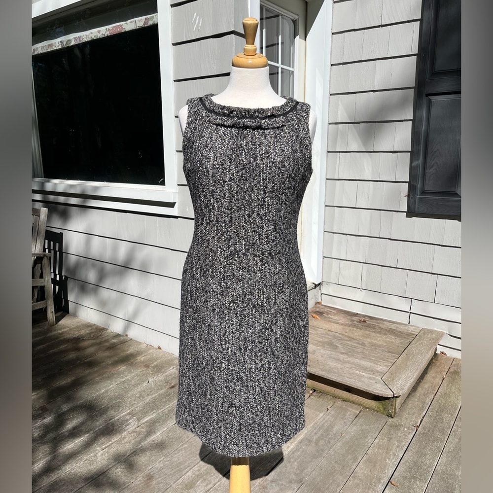 TALBOTS Women's Black and White Tweed Dress